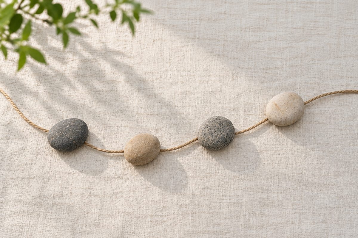 Four stones strung along one cord
